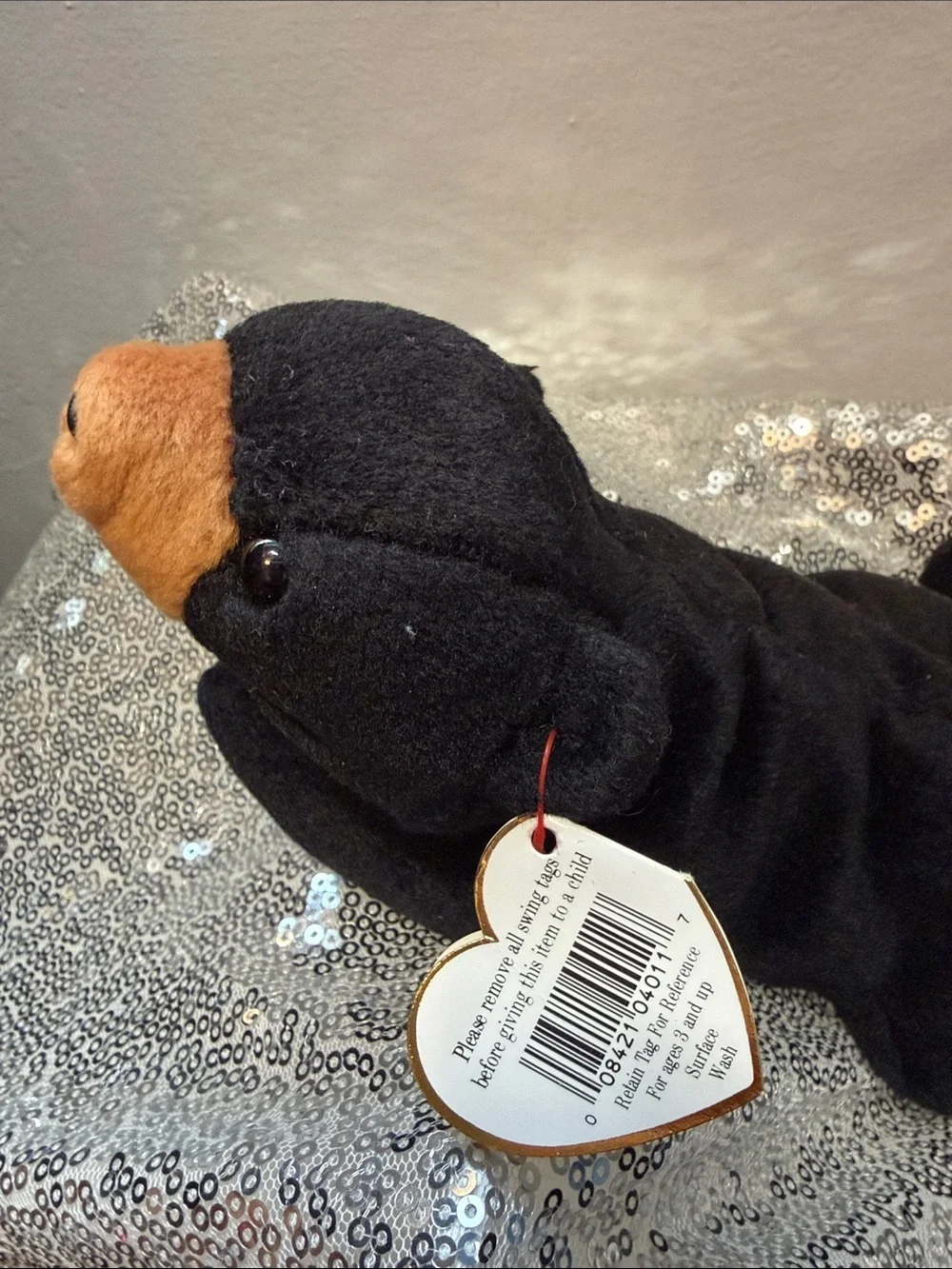 NWT Blackie the Bear Ty Beanie Baby with Brown Muzzle
